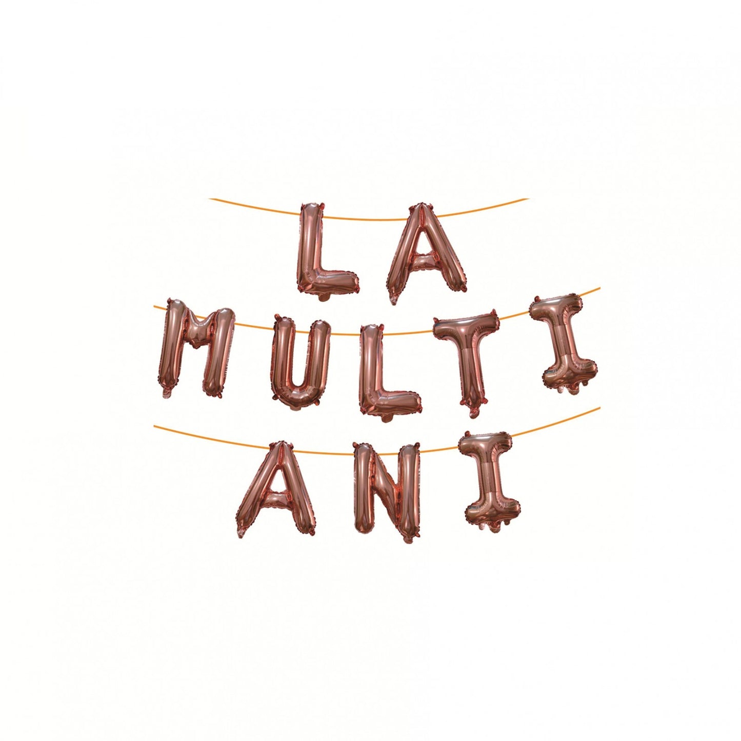 Set 10 Baloane din Folie Metalizata, Figurine Litere, Model La multi ani, Tema Aniversare, 40 cm, Ambalaj Individual, Pai Inclus, Umflare cu Aer sau Heliu, Bej