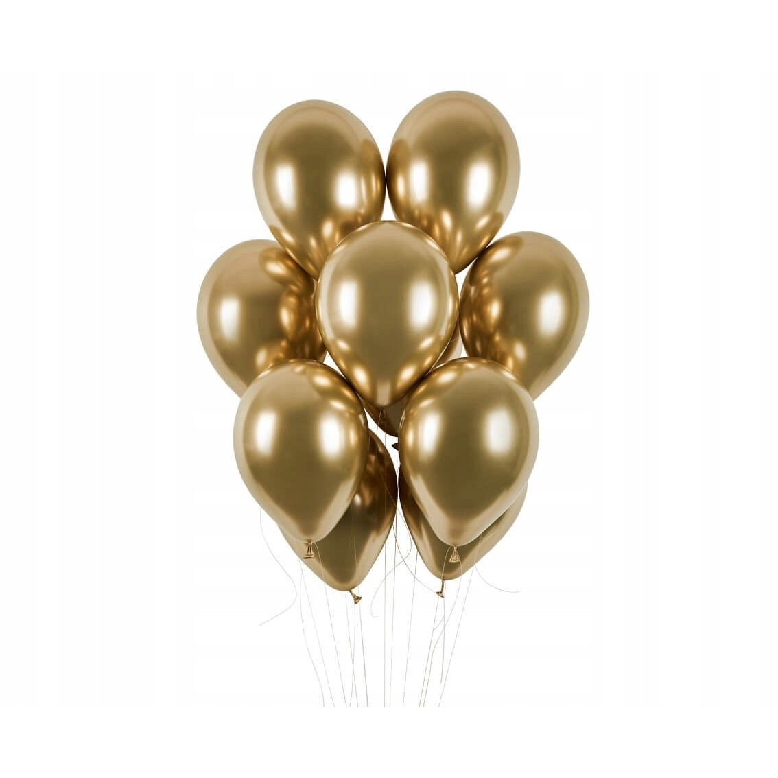 Set 10 Baloane din Latex Chrome, Model Party, 13 cm, Gold, 1 g