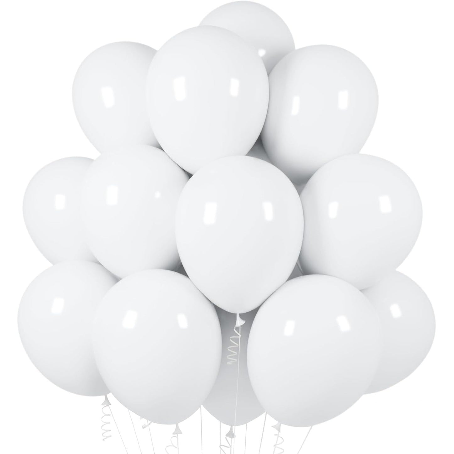 Set 10 Baloane din Latex, Model Party, 13 cm, 1 g, Alb