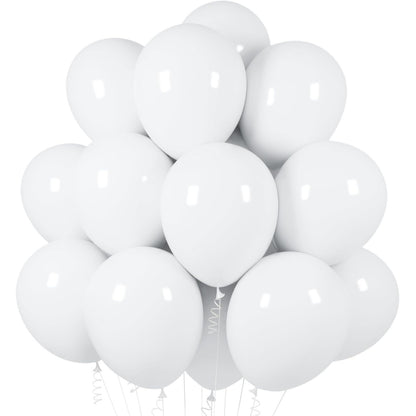 Set 10 Baloane din Latex, Model Party, 13 cm, 1 g, Alb