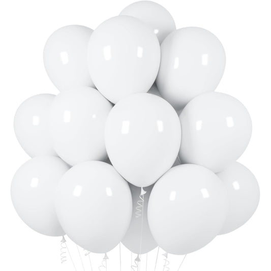 Set 10 Baloane din Latex, Model Party, 13 cm, 1 g, Alb