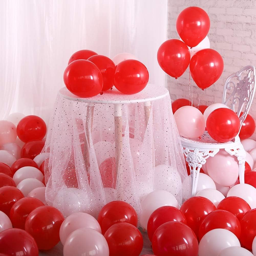Set 10 Baloane din Latex, Model Party, 13 cm, 1 g, Rosu