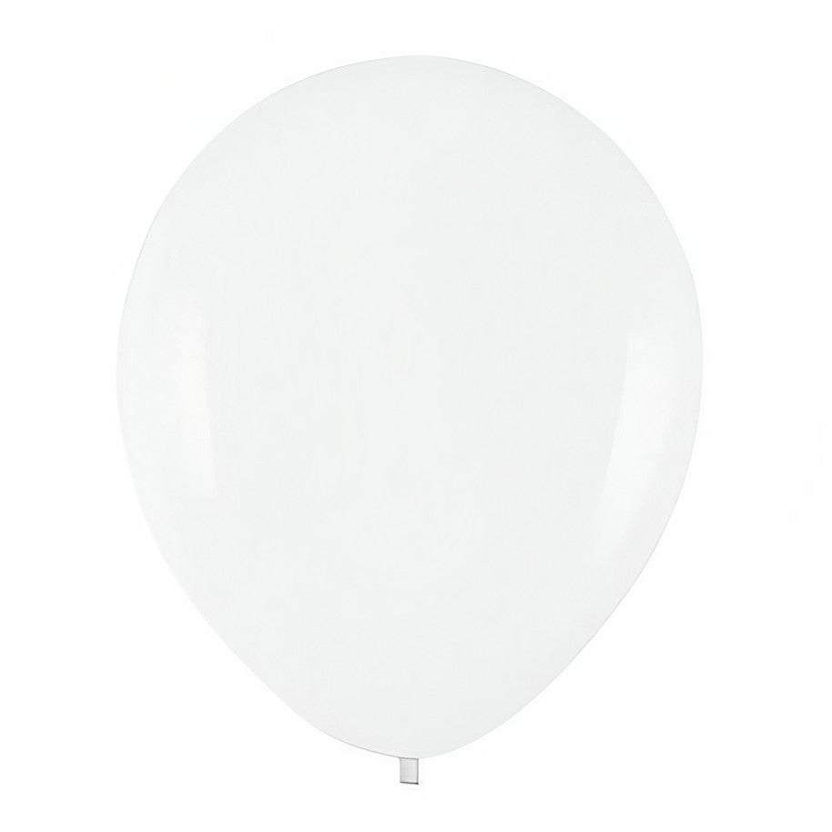 Set 10 Baloane din Latex, Model Party, 13 cm, Albe, 2.2 g