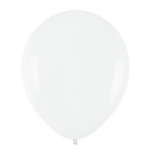 Set 10 Baloane din Latex, Model Party, 13 cm, Albe, 2.2 g