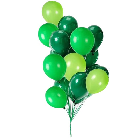 Set 10 Baloane din Latex, Model Party, 30 cm, Verde Diferite Nuante, 2.8 g