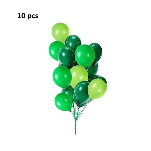Set 10 Baloane din Latex, Model Party, 30 cm, Verde Diferite Nuante, 2.8 g