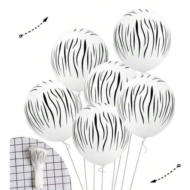 Set 10 Baloane din Latex, Model Party Animal Print, 3x Portocaliu, 3x Galben, 4x Alb, 23 cm, 1.4g