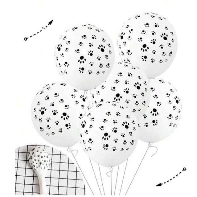 Set 10 Baloane din Latex, Model Party Animal Print, 3x Portocaliu, 3x Galben, 4x Alb, 23 cm, 1.4g