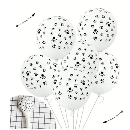 Set 10 Baloane din Latex, Model Party Animal Print, 3x Portocaliu, 3x Galben, 4x Alb, 23 cm, 1.4g