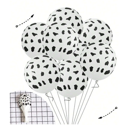 Set 10 Baloane din Latex, Model Party Animal Print, 3x Portocaliu, 3x Galben, 4x Alb, 23 cm, 1.4g