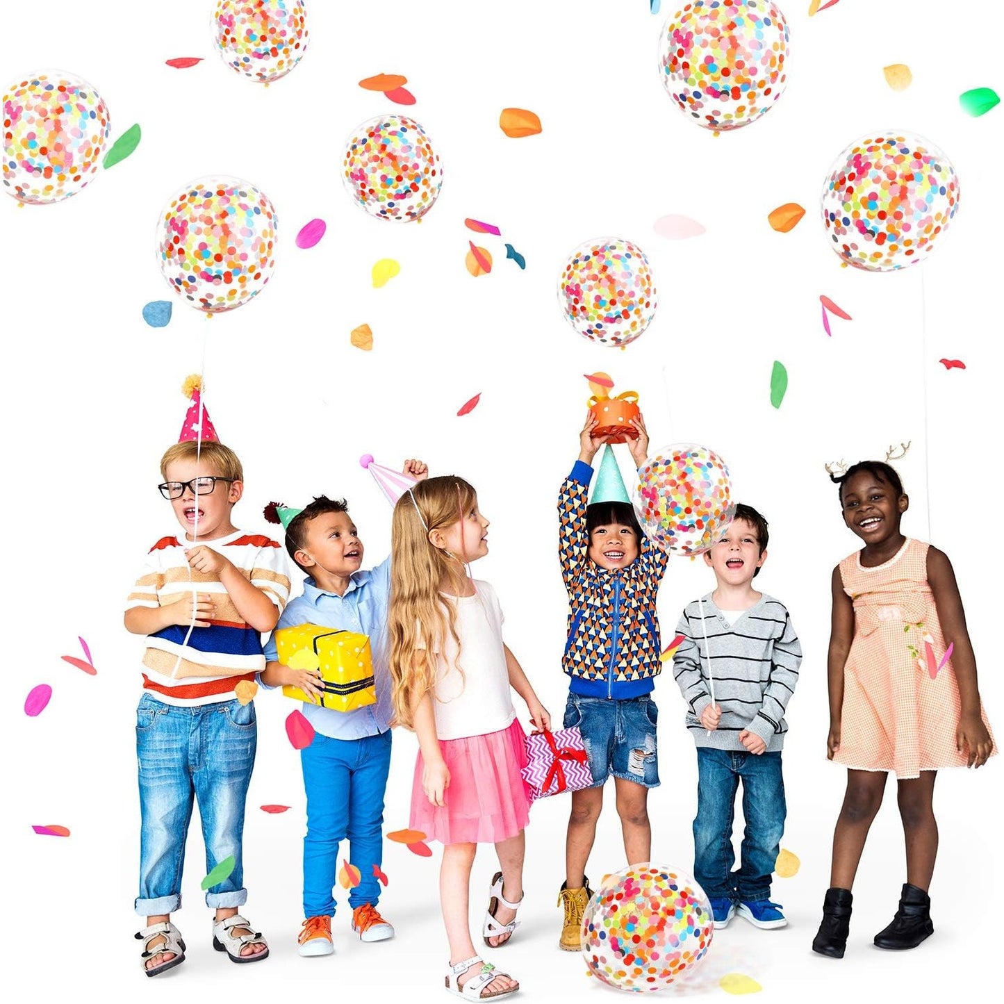 Set 10 Baloane din Latex, Model Party Confetti, 30 cm, Multicolore, 2.8 g