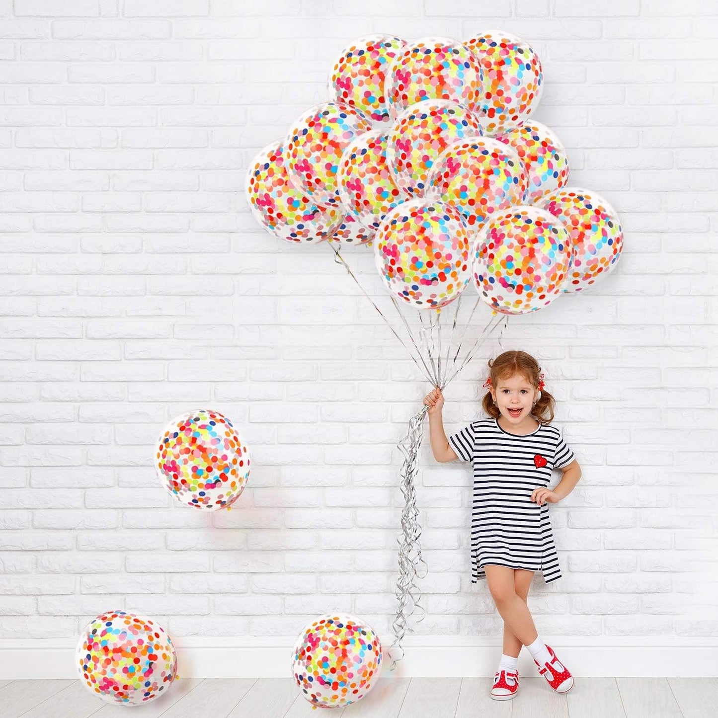 Set 10 Baloane din Latex, Model Party Confetti, 30 cm, Multicolore, 2.8 g