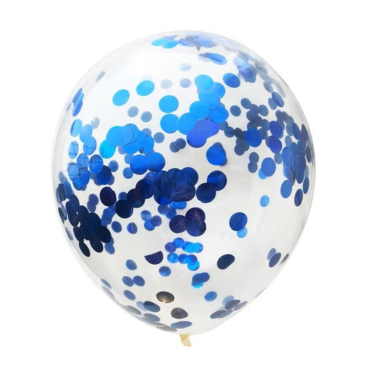 Set 10 Baloane din Latex, Model Party Confetti, 5 x Confetti, 5 x Albastru, 25 cm, 2.2g