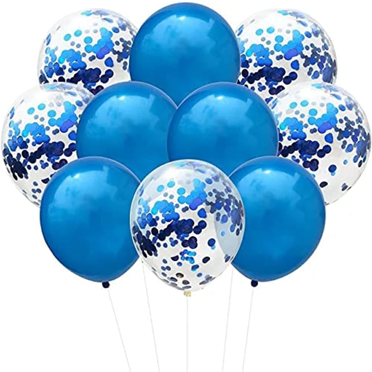 Set 10 Baloane din Latex, Model Party Confetti, 5 x Confetti, 5 x Albastru, 25 cm, 2.2g