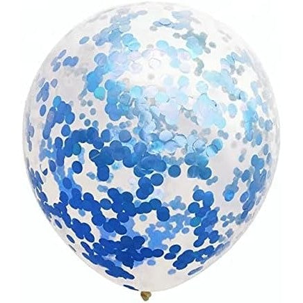 Set 10 Baloane din Latex, Model Party Confetti, 5 x Confetti, 5 x Albastru, 25 cm, 2.2g