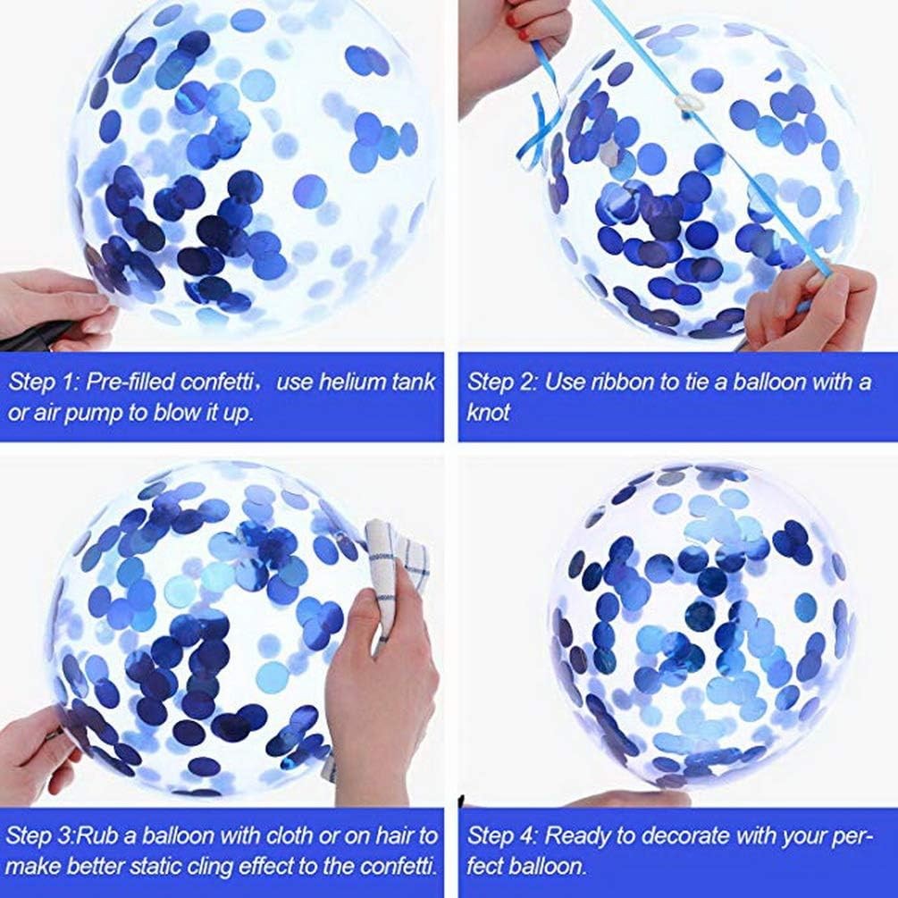 Set 10 Baloane din Latex, Model Party Confetti, 5 x Confetti, 5 x Albastru, 25 cm, 2.2g
