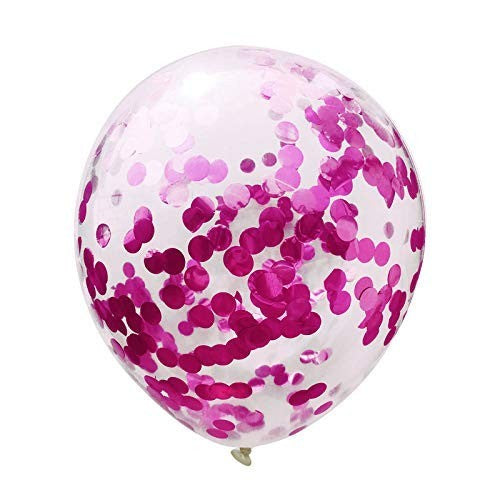 Set 10 Baloane din Latex, Model Party Confetti, 5 x Confetti, 5 x Roz, 25 cm, 2.2g