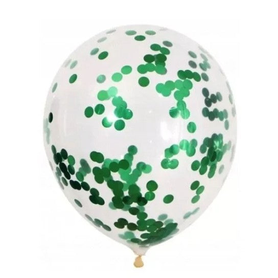Set 10 Baloane din Latex, Model Party Confetti, 5 x Confetti, 5 x Turcoaz, 25 cm, 2.2g