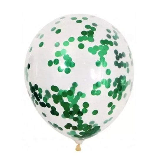Set 10 Baloane din Latex, Model Party Confetti, 5 x Confetti, 5 x Turcoaz, 25 cm, 2.2g
