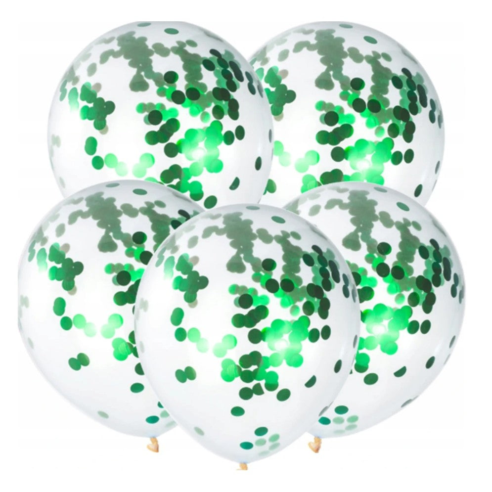 Set 10 Baloane din Latex, Model Party Confetti, 5 x Confetti, 5 x Turcoaz, 25 cm, 2.2g