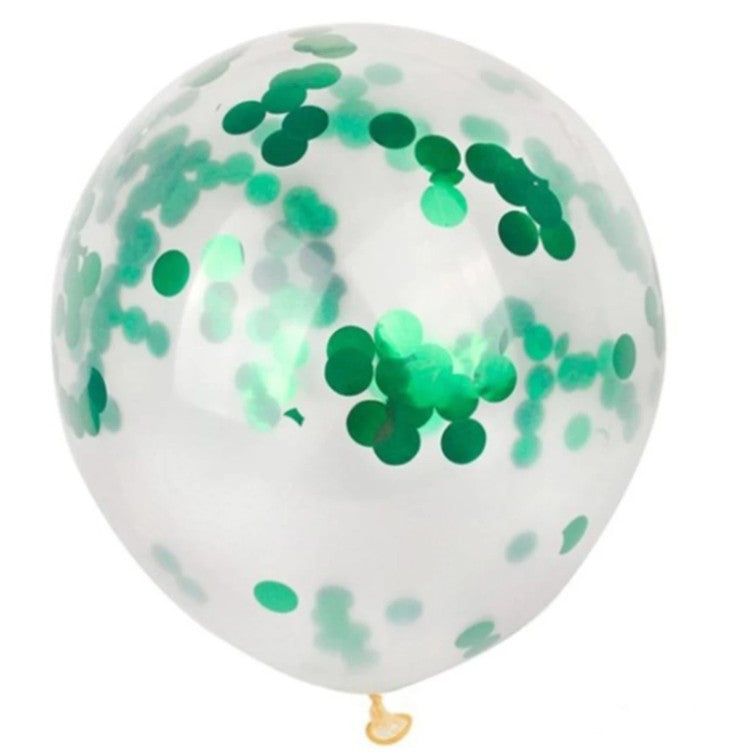 Set 10 Baloane din Latex, Model Party Confetti, 5 x Confetti, 5 x Turcoaz, 25 cm, 2.2g