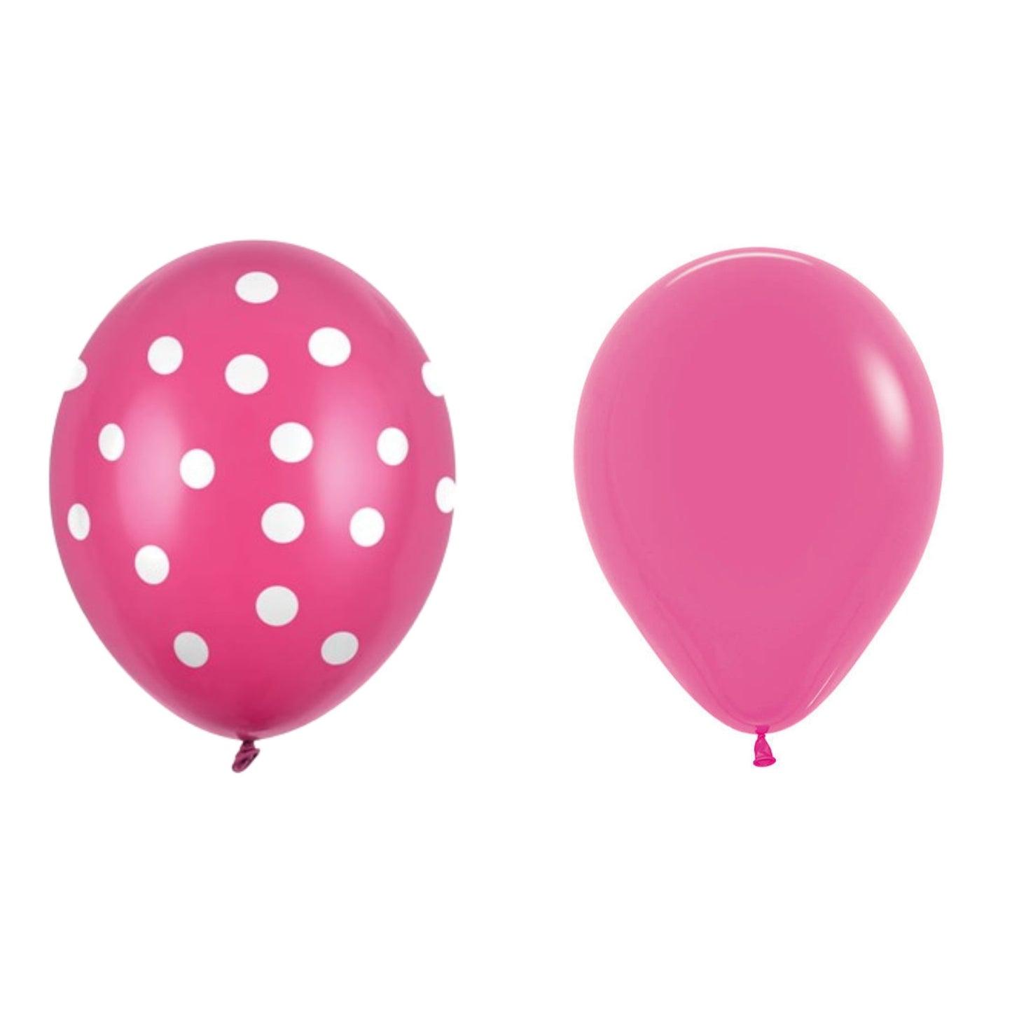 Set 10 Baloane din Latex, Model Party cu Buline si Simple, 30 cm, Fucsia, 2.8 g