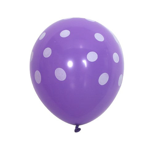 Set 10 Baloane din Latex, Model Party cu Buline si Simple, 30 cm, Mov, 2.8 g