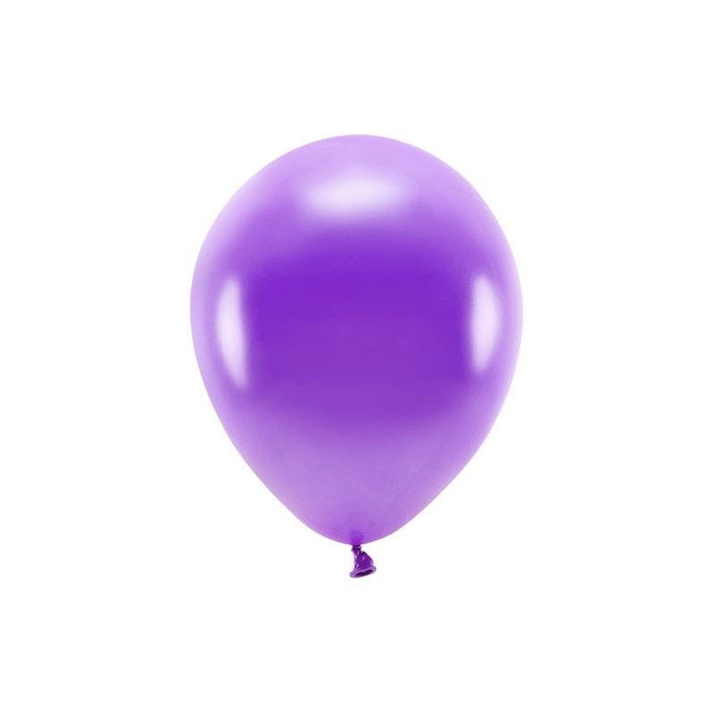 Set 10 Baloane din Latex, Model Party cu Buline si Simple, 30 cm, Mov, 2.8 g