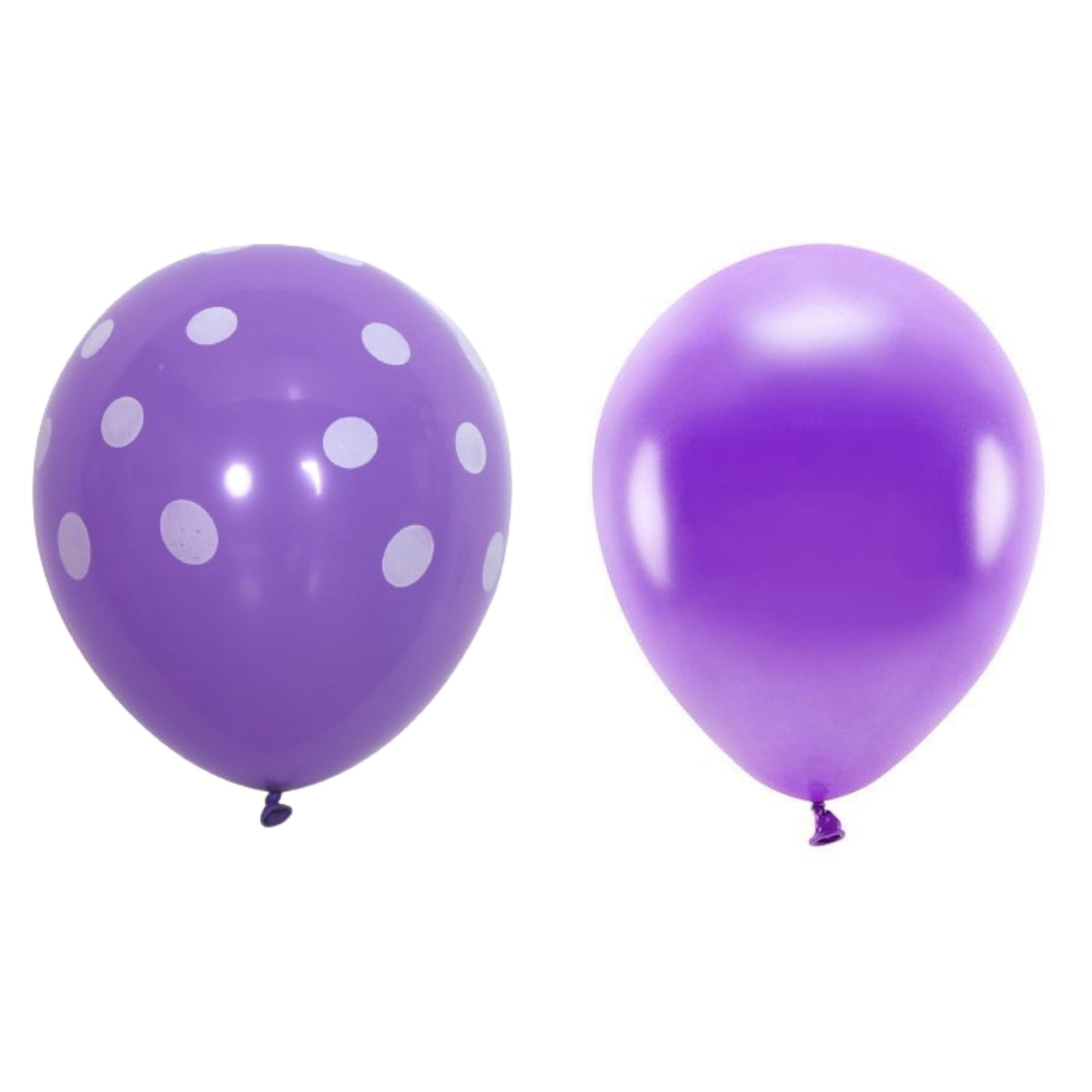 Set 10 Baloane din Latex, Model Party cu Buline si Simple, 30 cm, Mov, 2.8 g