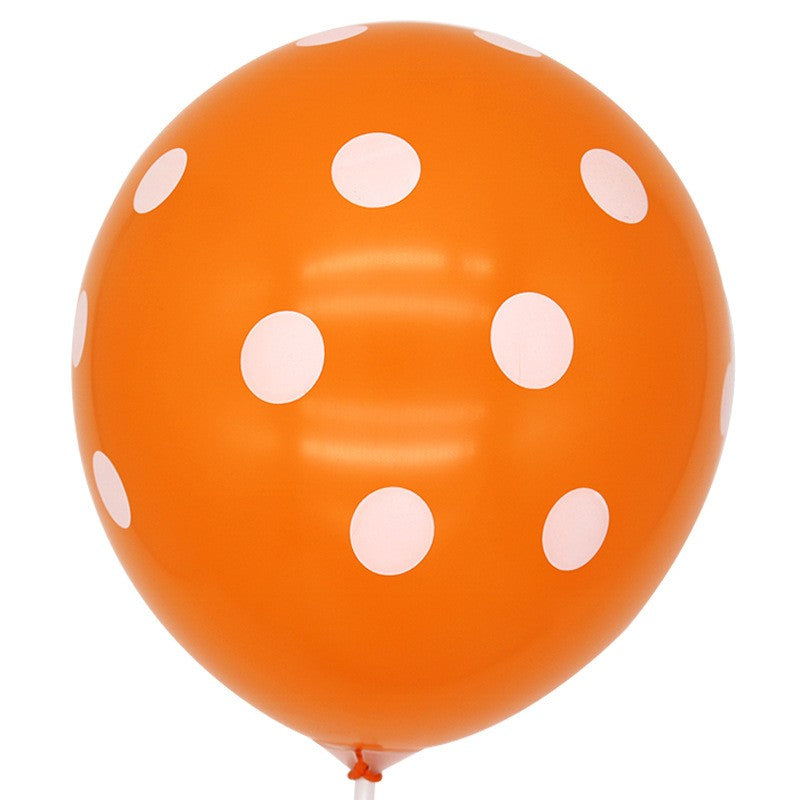 Set 10 Baloane din Latex, Model Party cu Buline si Simple, 30 cm, Portocaliu, 2.8 g