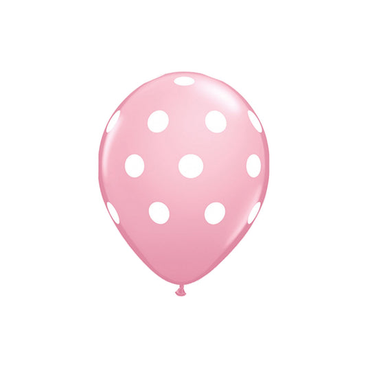 Set 10 Baloane din Latex, Model Party cu Buline si Simple, 30 cm, Roz, 2.8 g