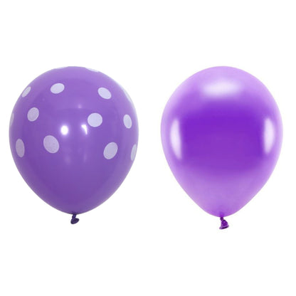 Set 10 Baloane din Latex, Model Party cu Buline si Simple, 30 cm, Mov, 2.8 g