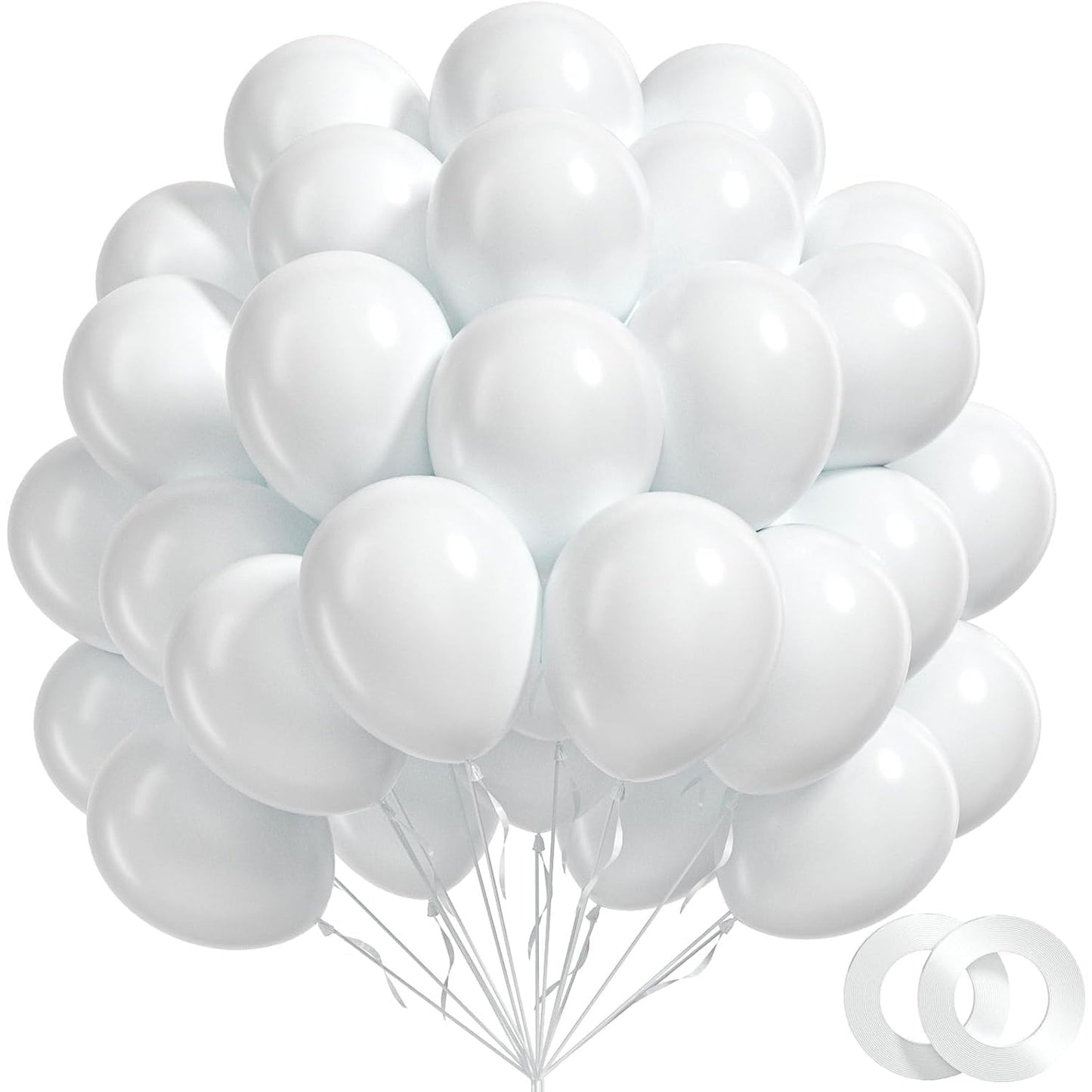 Set 10 Baloane din Latex Metalizate, Model Party, Alb, Argintiu, 23 cm, 2.2 g
