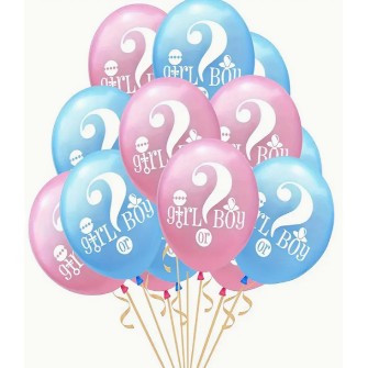 Set 10 Baloane din Latex, Model Party Gender Reveal, 30 cm, Roz Albastru