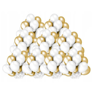 Set 10 Baloane din Latex Metalizate, Model Party, 5x Alb, 5x Nude, 23 cm, 2.2 g