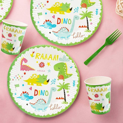 Set 10 Farfurii Petrecere, Colectia Dino Park, 23 cm Diametru, din Carton, Multicolor