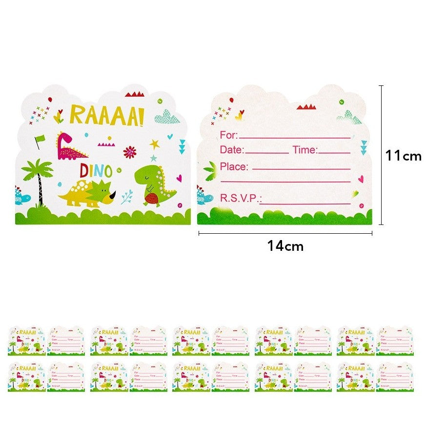 Set 10 Invitatii pentru Petrecere, Colectia Dino Park, 11 x 14 cm, din Carton, Multicolor