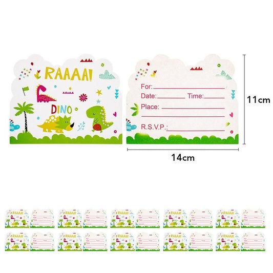 Set 10 Invitatii pentru Petrecere, Colectia Dino Park, 11 x 14 cm, din Carton, Multicolor