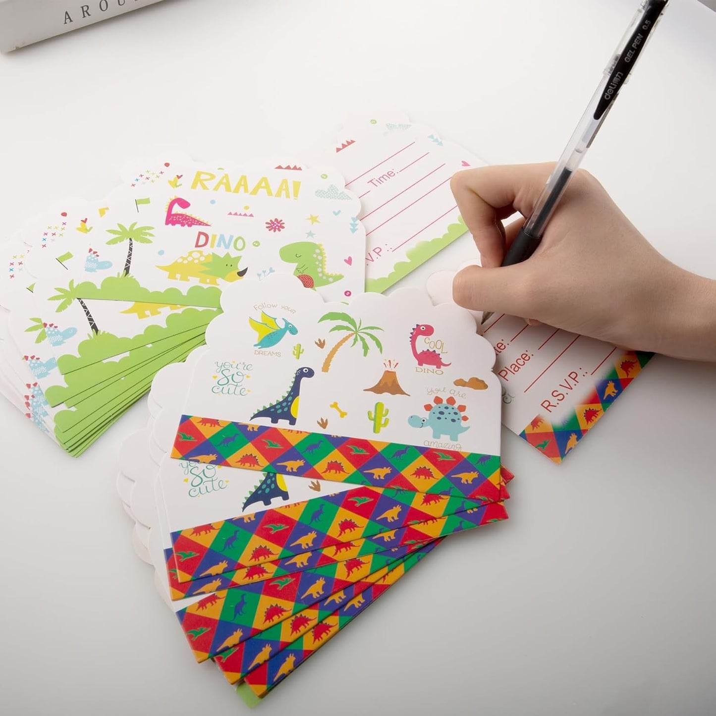 Set 10 Invitatii pentru Petrecere, Colectia Dino Park, 11 x 14 cm, din Carton, Multicolor