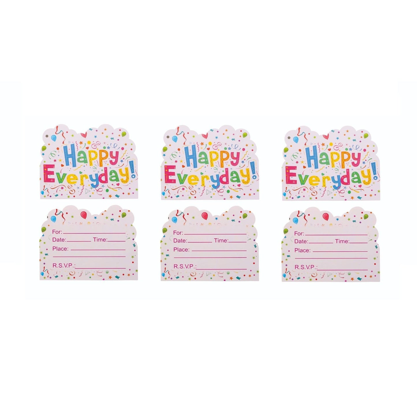 Set 10 Invitatii pentru Petrecere, Model Happy Everyday, 17 x 12 cm, Multicolor