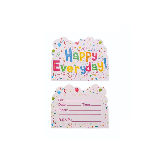 Set 10 Invitatii pentru Petrecere, Model Happy Everyday, 17 x 12 cm, Multicolor