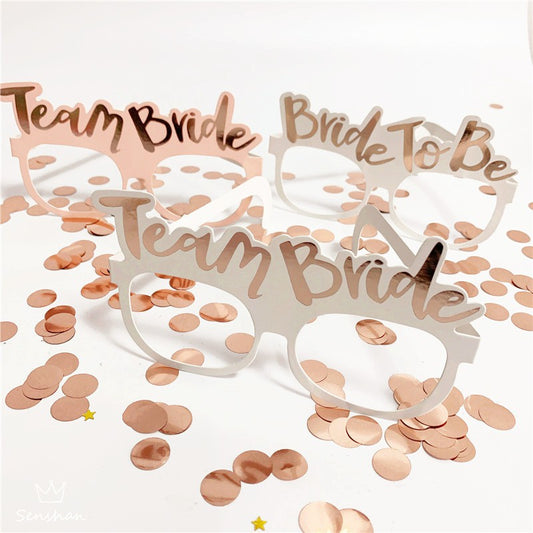 Set 10 Ochelari, Tematica Petrecerea Burlacitelor, Model Team Bride si Bride to Be, 9 x Roz, 1 x Alb