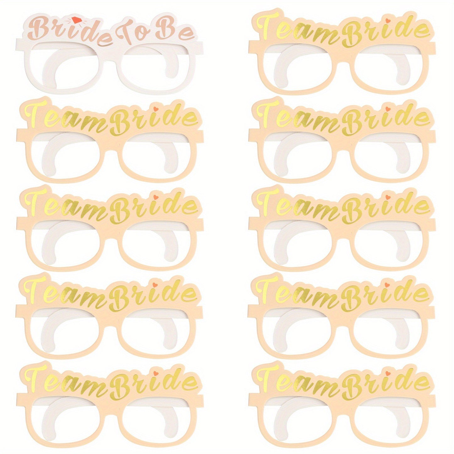 Set 10 Ochelari, Tematica Petrecerea Burlacitelor, Model Team Bride si Bride to Be, 9 x Roz, 1 x Alb