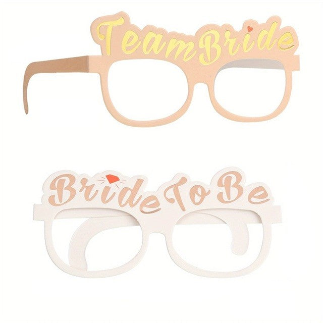 Set 10 Ochelari, Tematica Petrecerea Burlacitelor, Model Team Bride si Bride to Be, 9 x Roz, 1 x Alb