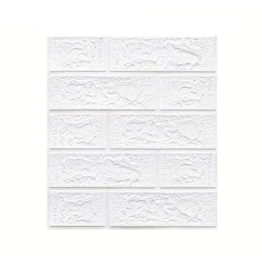 Set 10 Placi Tapet 3D, 35 x 38 cm, Grosime 3 mm, din Polietilena, Model Caramida, Suprafata acoperita 1.33 mp, Alb