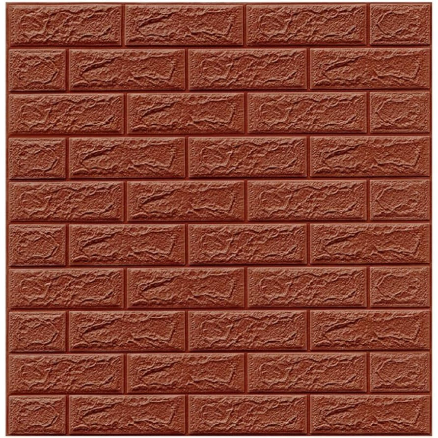 Set 10 Placi Tapet 3D, 35 x 38 cm, Grosime 3 mm, din Polietilena, Model Caramida, Suprafata acoperita 1.33 mp, Maro