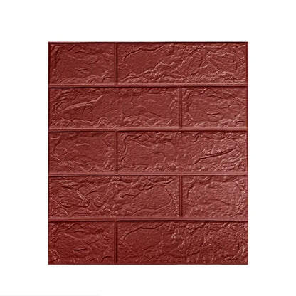 Set 10 Placi Tapet 3D, 35 x 38 cm, Grosime 3 mm, din Polietilena, Model Caramida, Suprafata acoperita 1.33 mp, Maro