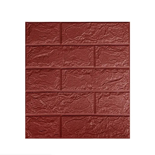 Set 10 Placi Tapet 3D, 35 x 38 cm, Grosime 3 mm, din Polietilena, Model Caramida, Suprafata acoperita 1.33 mp, Maro