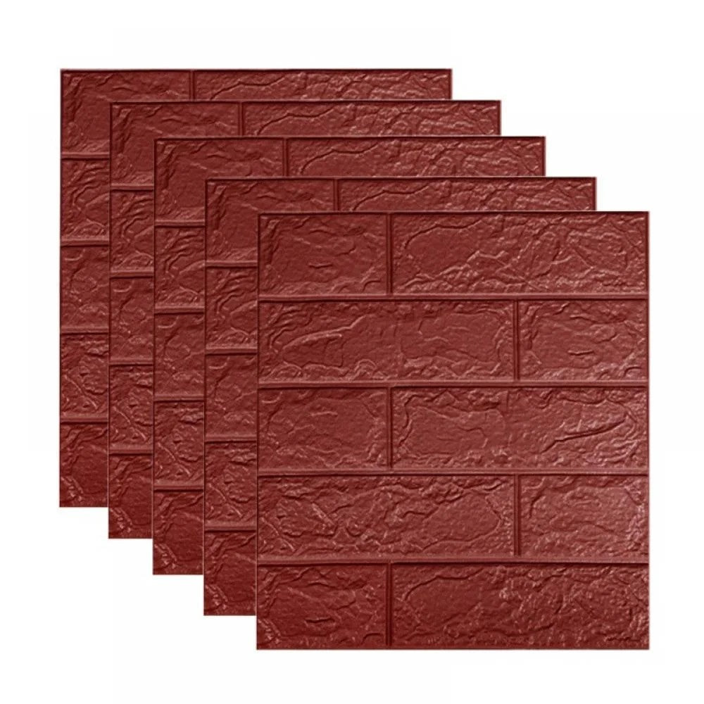 Set 10 Placi Tapet 3D, 35 x 38 cm, Grosime 3 mm, din Polietilena, Model Caramida, Suprafata acoperita 1.33 mp, Maro