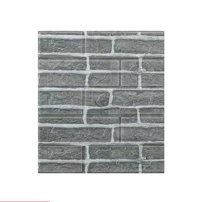 Set 10 Placi Tapet 3D, 35 x 38 cm, Grosime 3 mm, din Polietilena, Model Caramida, Suprafata acoperita 1.33 mp, Gri